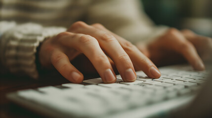 Close-Up of Hands Typing on Keyboard