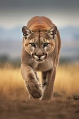 Fotobehang Predatory Focus: The Puma's Gaze © bernd77