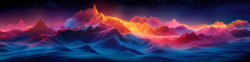 Colorful Digital Artwork of a Mystical Mountain Scene
