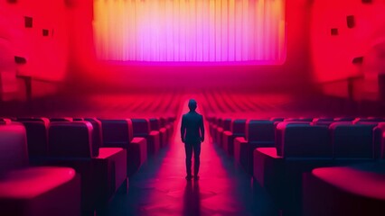 劇場の客席と男性の後ろ姿,Generative AI 