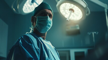 a doctor in a surgical gown standing in a hospital room