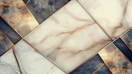 Luxury geometric background with marble textures and gold geometric lines for an opulent look.