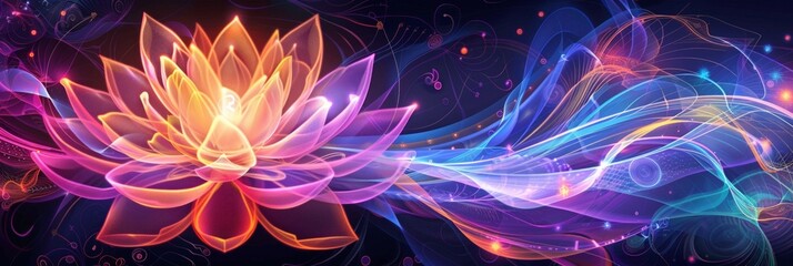 Lotus Bloom in Swirls of Mindfulness and Meditation