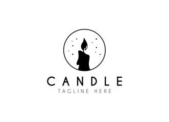 Candle light logo. Silhouette candle logo design for shop branding. - obrazy, fototapety, plakaty