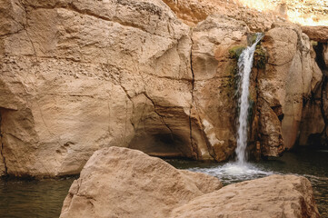 Waterfall in Tamerza also called Tamaghza Oasis in Tunisia