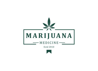 Medical leaf marijuana, cannabis logo design vector
