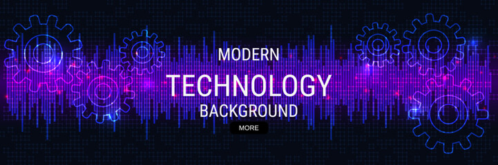 Digital technology banner vector design template. Future technology, cyberspace, virtual reality concept illustration