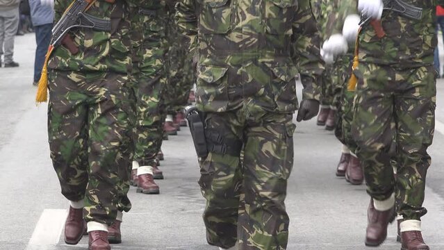 Soldiers parade at the military ceremony