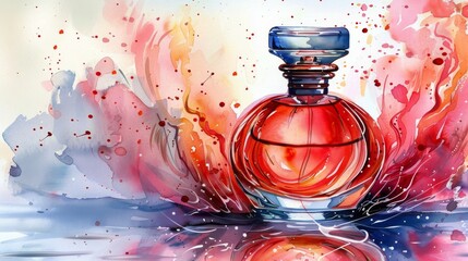 Perfume Bottle and Flowers Painting