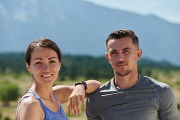 After-Run Relaxation: Romantic Couple Rests Following Intense Training Session.