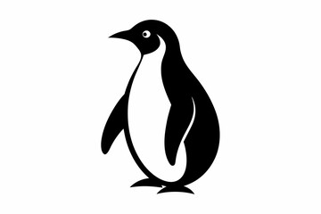 Penguin silhouette and black on white background