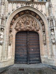 Close-up of the Door of Town Hall in the Grand-Place, or Old Town Square, in Brussels, Belgium
