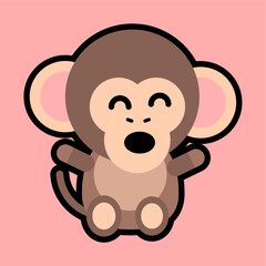 Simple Vector Cute Monkey For Kids
