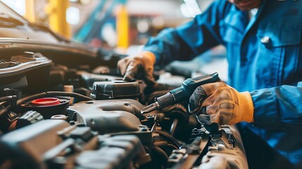 An Automotive Mechanic Providing guidance and recommendations to vehicle owners regarding maintenance schedules and repair options - obrazy, fototapety, plakaty