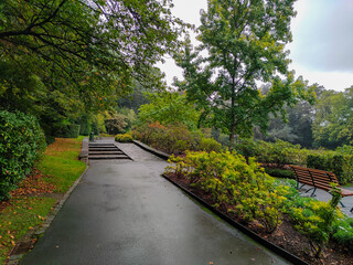 View inside a garden of the atomium park in Brussels