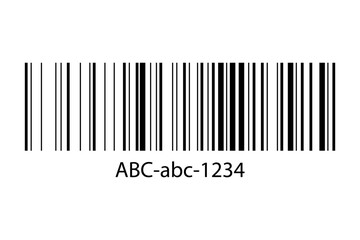 Bar code label template. Barcode icon. Visual data representation with product information isolated on white background. Vector graphic illustration