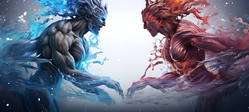 Greek mythology monsters vs gods, ai generative