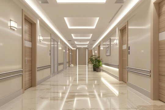 modern and light hospital corridor