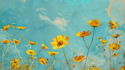 Sunny marigold and sky blue textured background, evoking cheerfulness and freedom.