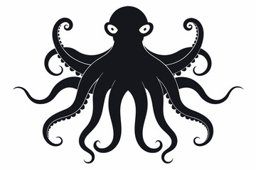 Obraz premium Octopus silhouette on white background