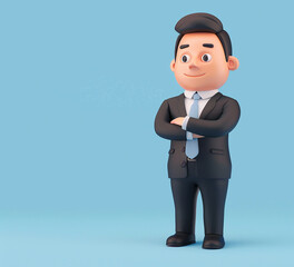 3d cartoon character of office man, generative ai