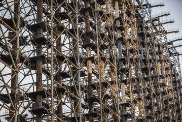 Soviet Duga radar in abandoned military base Chernobyl-2 in Chernobyl Exclusion Zone in Ukraine