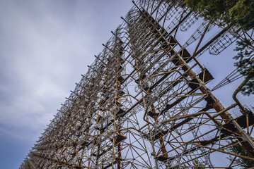 Soviet Duga radar in abandoned military base Chernobyl-2 in Chernobyl Exclusion Zone in Ukraine
