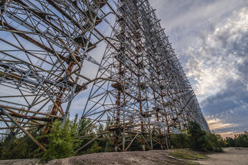 Soviet Duga radar in abandoned military base Chernobyl-2 in Chernobyl Exclusion Zone in Ukraine