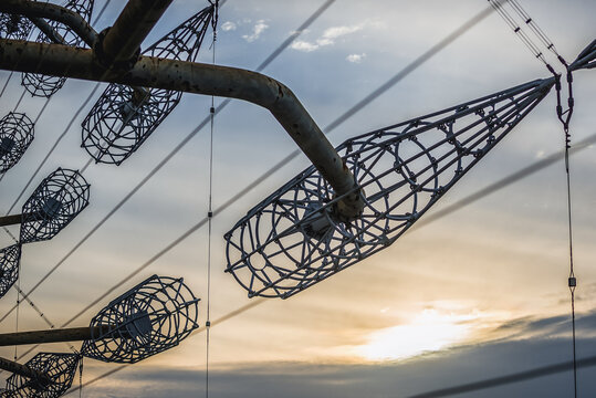 Close up on Soviet Duga radar in abandoned military base Chernobyl-2 in Chernobyl Exclusion Zone, Ukraine