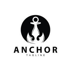 Sea ship vector icon symbol illustration simple sea anchor logo design