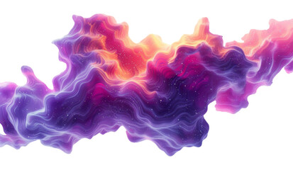 Abstract flowing wave with colors and glitter, cut out - stock png.