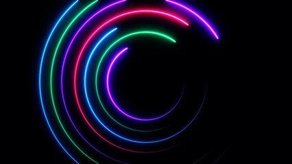 Abstract background with glowing neon circles 
