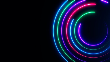 Abstract background with glowing neon circles 