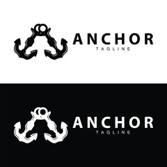 Sea ship vector icon symbol illustration simple sea anchor logo design