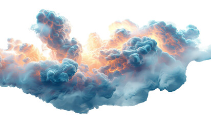 Soft pink and blue clouds with a cotton candy appearance on transparent background - stock png. - obrazy, fototapety, plakaty