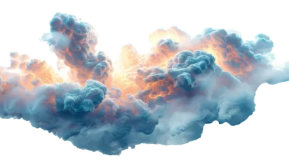 Foto op Aluminium Soft pink and blue clouds with a cotton candy appearance on transparent background - stock png. © Volodymyr