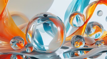 Fluid Glass Loops and Whorls in a Dance of Transparency and Color