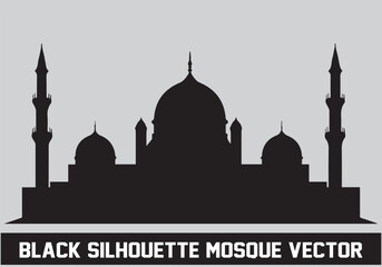 Mosque Black Silhouette Icon Vector Illustration for islamic Element Vector
