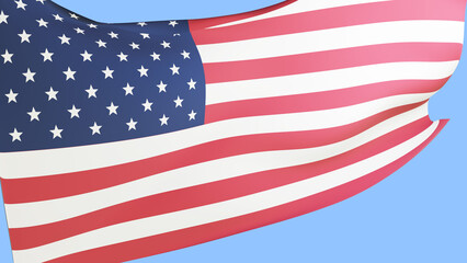 Fototapeta premium US flag. American flag on blue background.