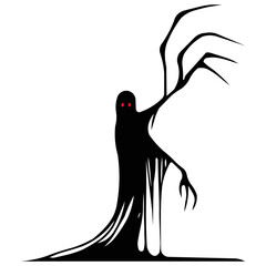 Horrible shadow monster with claws and red eyes. Minimalist black illustration for halloween © ALESSANDRO