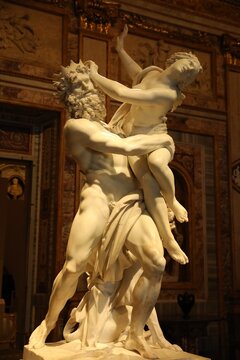 Rome, Italy - February 3, 2024: Rape of Proserpine statue by Bernini Gian Lorenzo in Borghese Gallery