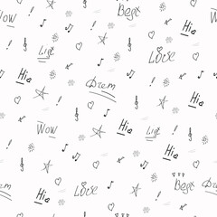 Black icons on a white background. Vector illustration, endless pattern