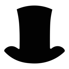 He wore a magician's top hat style. Minimalist black illustration with transparent background. For...