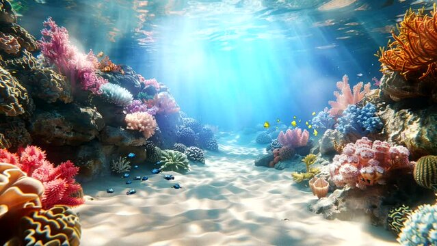 Animation of fish and marine reef life. 24 seconds. Loop animation.