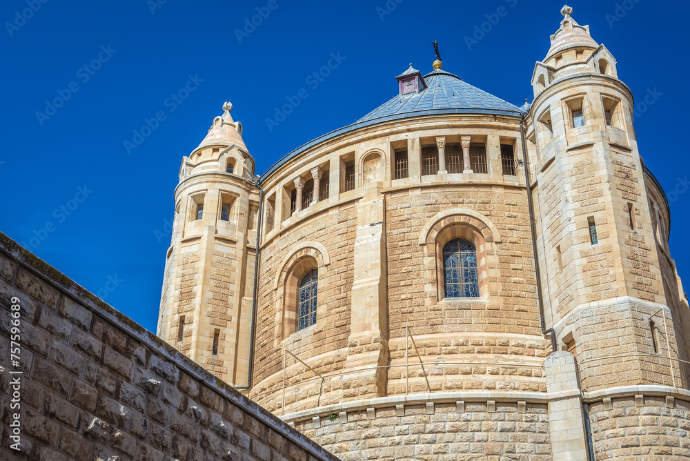 Wall mural Abbey of the Dormition of Benedictine Order in Jerusalem, Israel