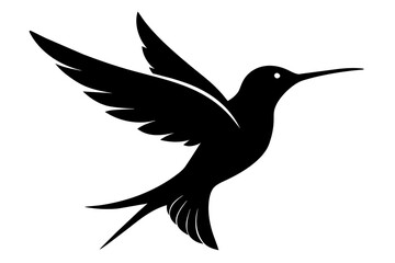 Hummingbird silhouette on white background
