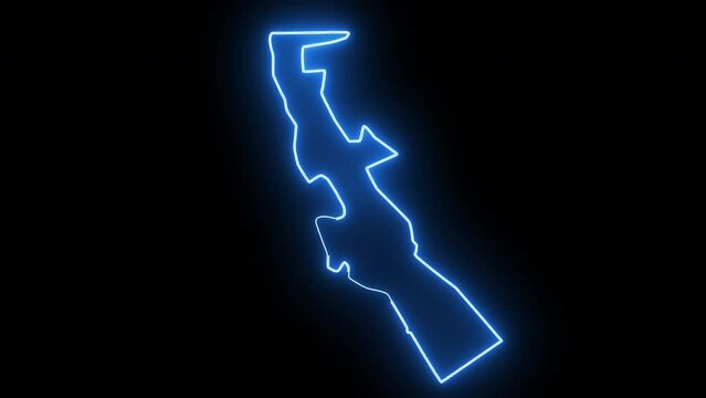 AlUla map in saudi arabia with glowing neon effect
