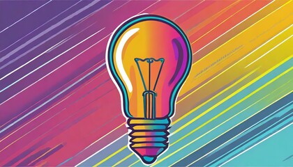Colorful light bulb on colorful background