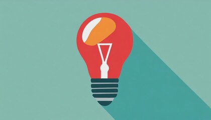 Red light bulb on colorful background