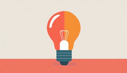 Red light bulb on colorful background